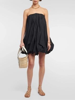 Ulla Johnson Black Strapless Bubble-Hem Mini Dress